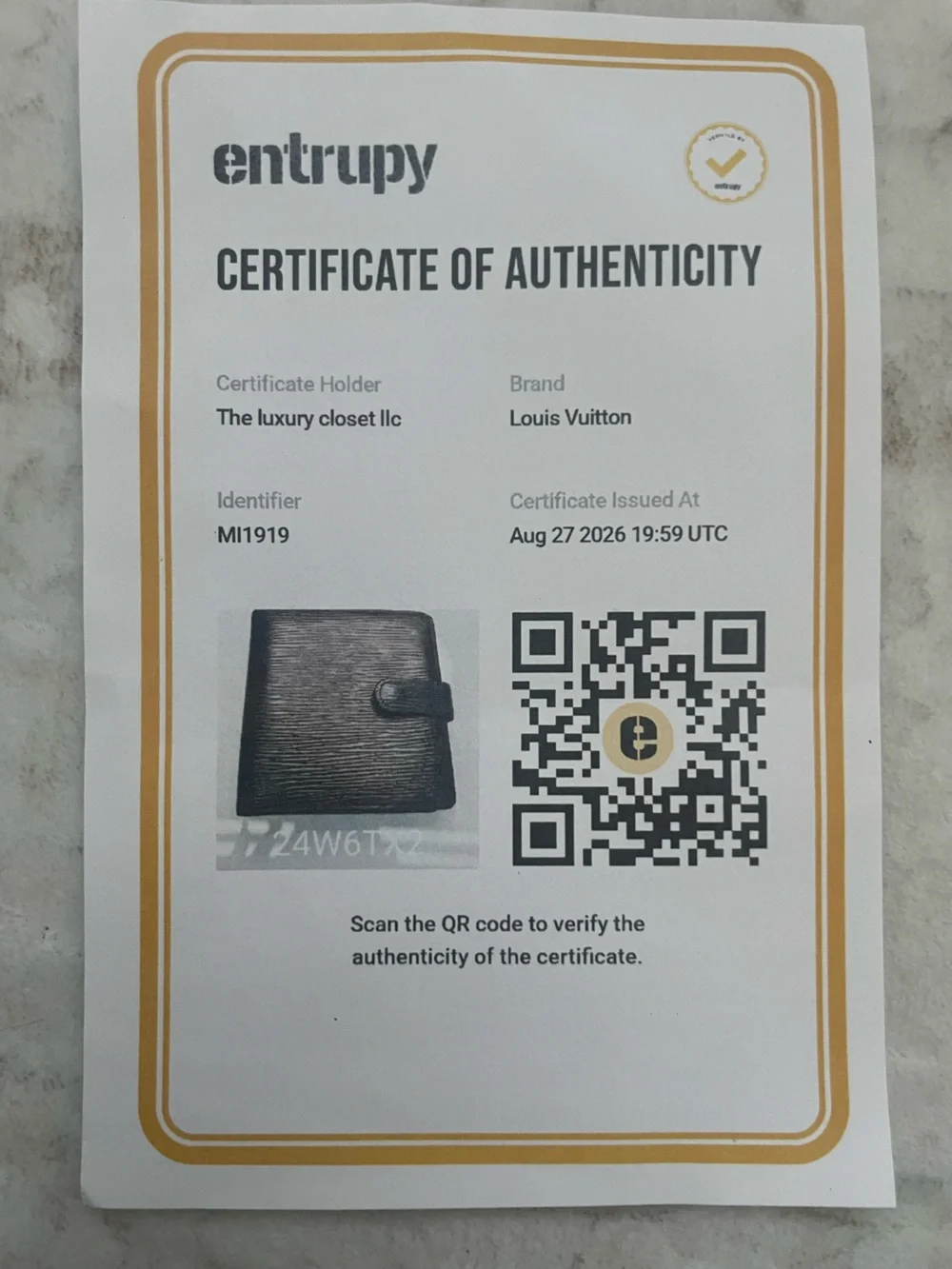 Louis Vuitton Black Epi Leather Bi-Fold Wallet with Snap Strap - with COA